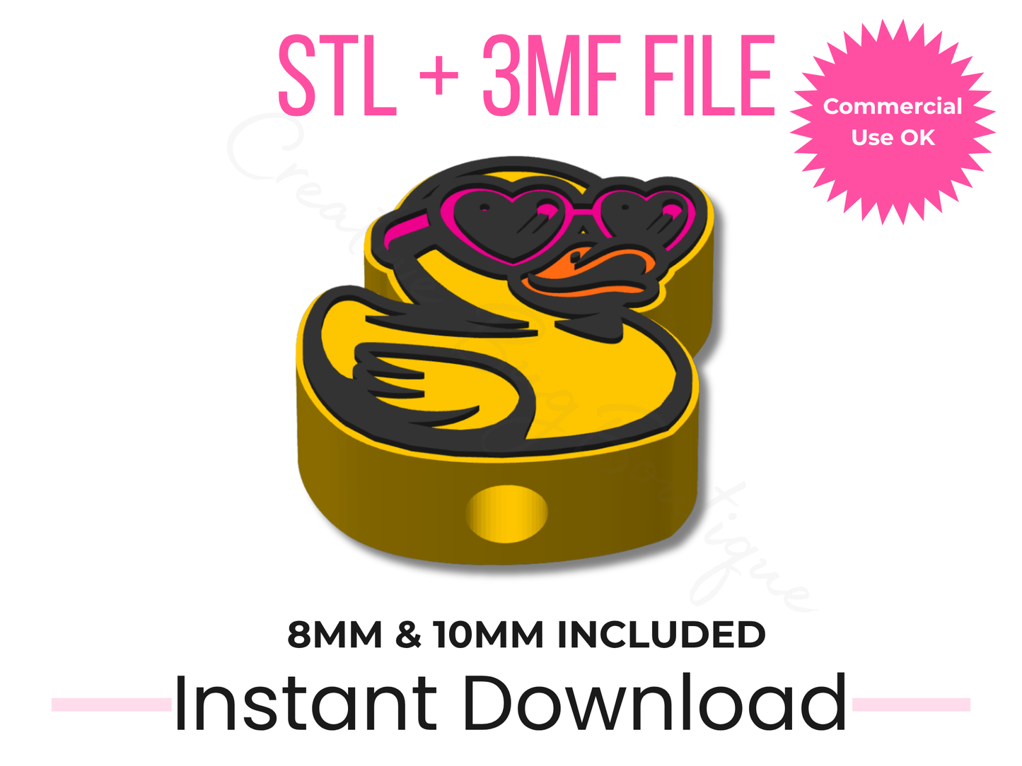 Heart Sunglasses Duck Straw Topper STL File | 8mm, 10mm Stanley (Digital Download)