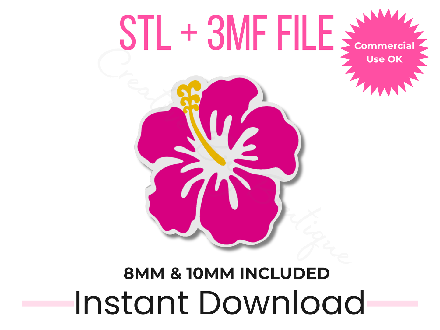 Hibiscus Straw Topper 3D Print File | Tropical Stanley Topper (Digital Download)