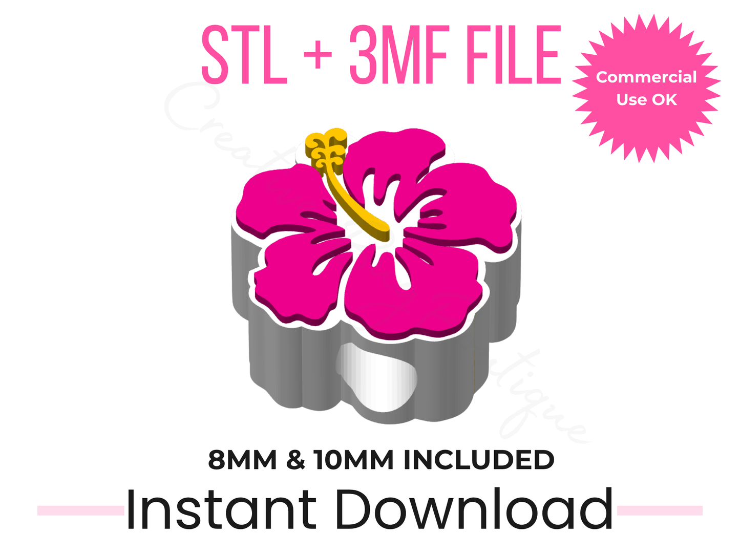 Hibiscus Straw Topper 3D Print File | Tropical Stanley Topper (Digital Download)