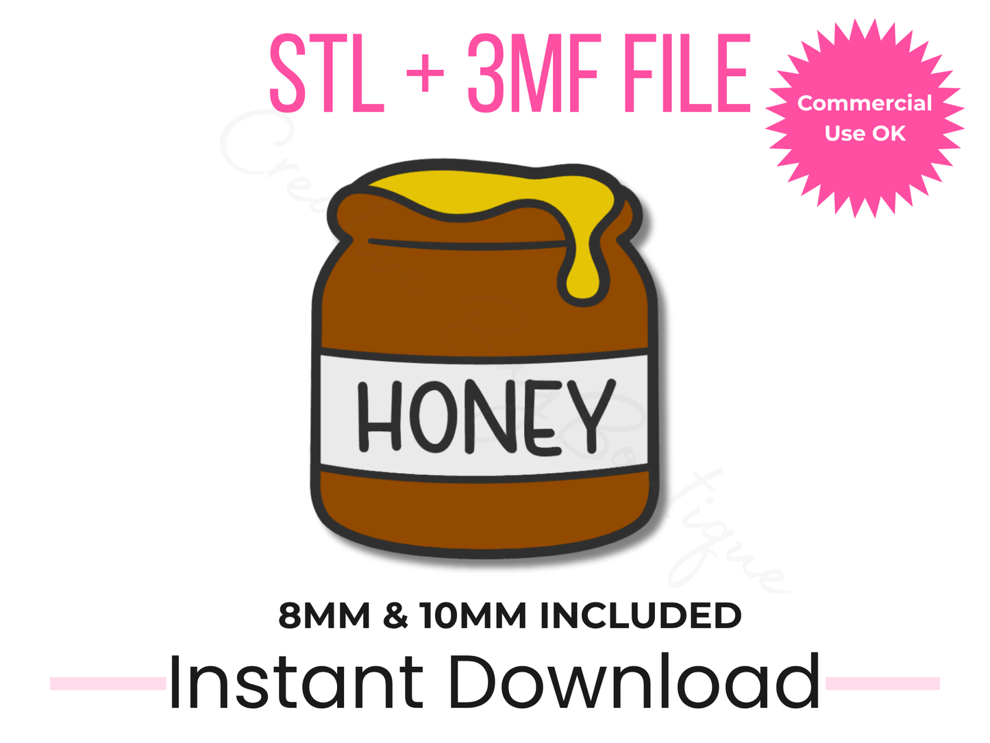Honey Pot Straw Topper STL File | Bee Design, Commercial Use (Digital Download)