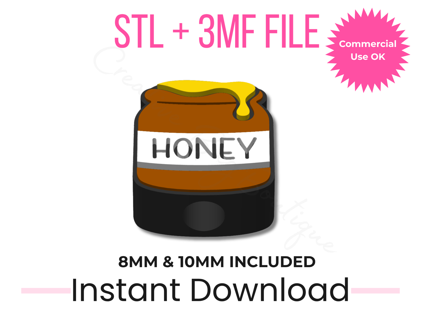 Honey Pot Straw Topper STL File | Bee Design, Commercial Use (Digital Download)