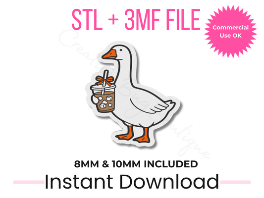 Funny Goose Iced Coffee Straw Topper STL File | 8mm 10mm (Digital Download)
