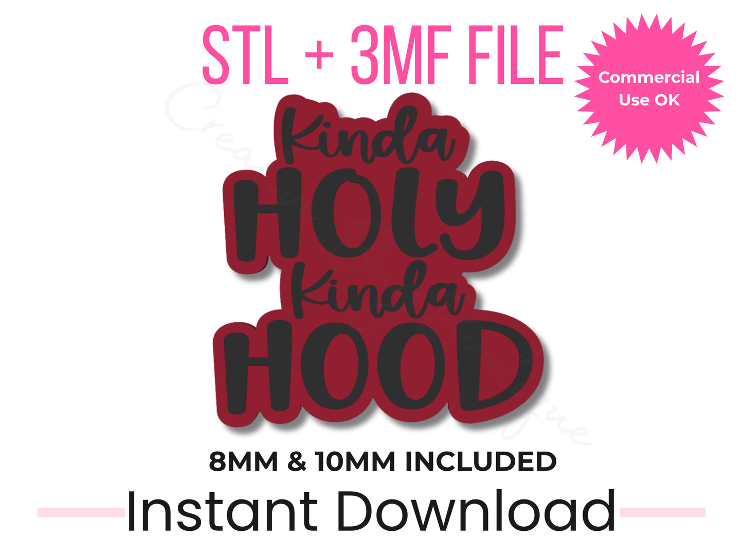 Kinda Holy Kinda Hood Straw Topper STL File | Funny Sassy 3D Print (Digital Download)