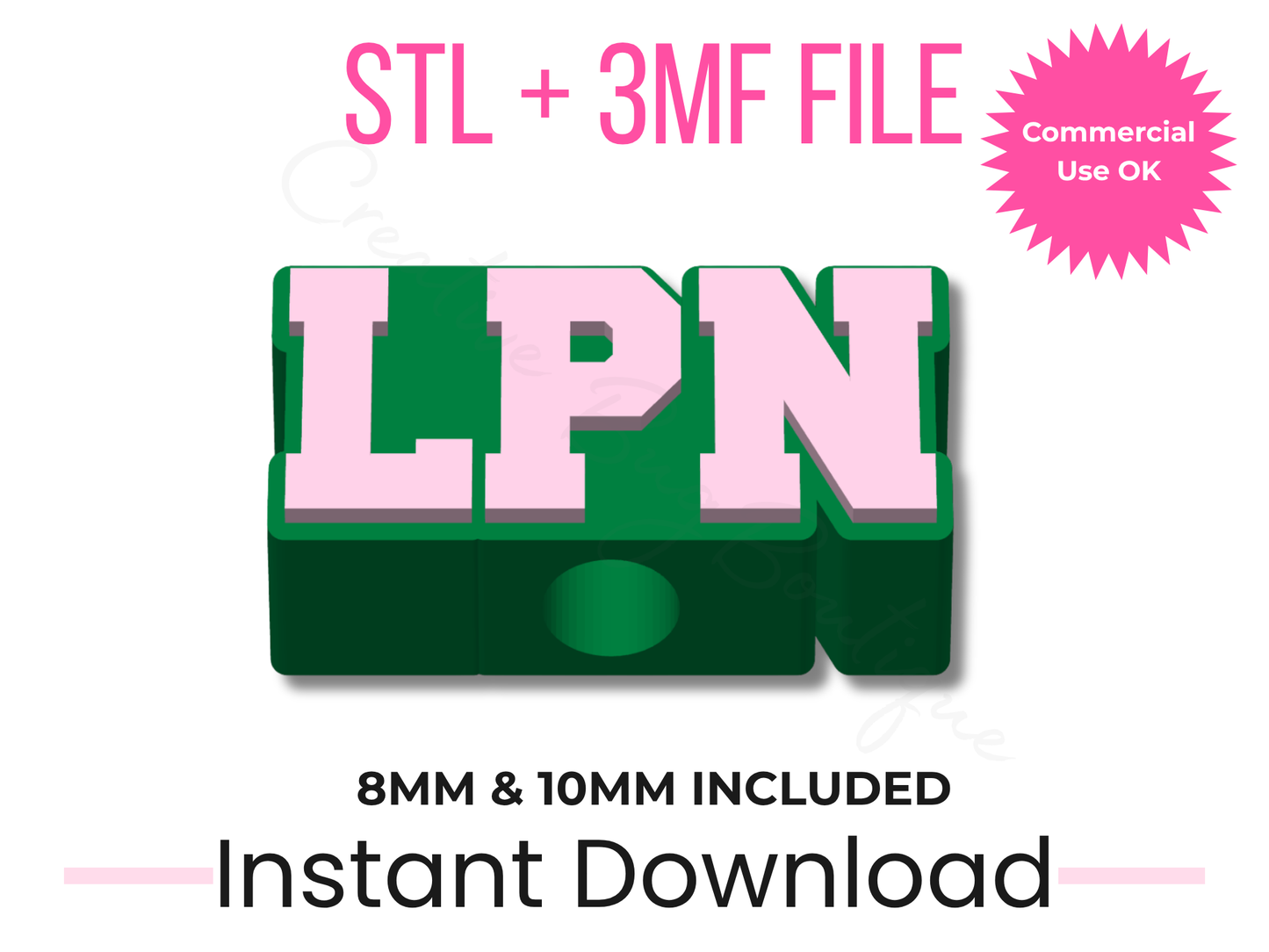 LPN Straw Topper 3D Print File | Stanley Compatible, Nurse Gift (Digital Download)