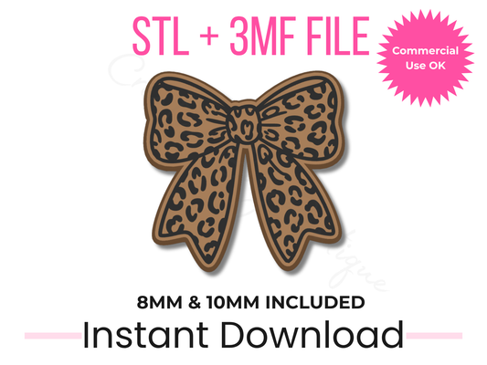 Leopard Bow Straw Topper STL File | Cheetah Print Tumbler Accessory (Digital Download)