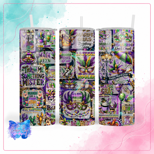Mardi Gras Collage Tumbler