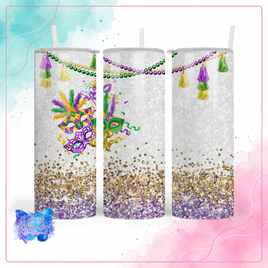 Mardi Gras Mask & Beads Tumbler
