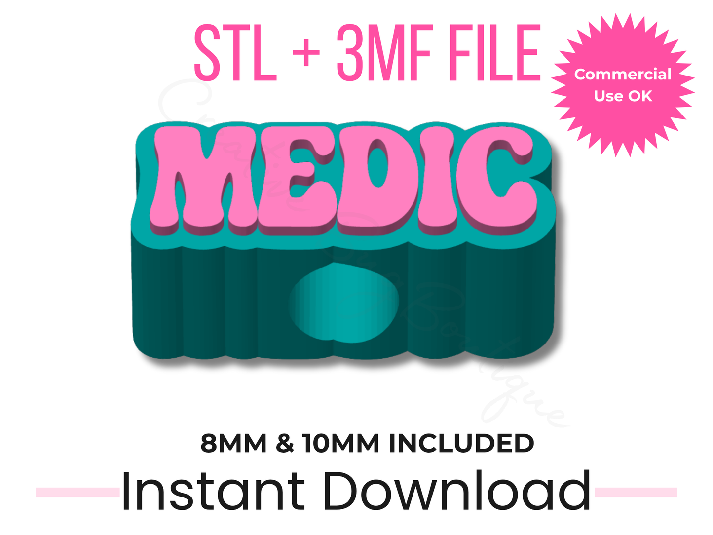 Medic Straw Topper STL File | EMT Nurse Healthcare Tumbler Charm (Digital Download)