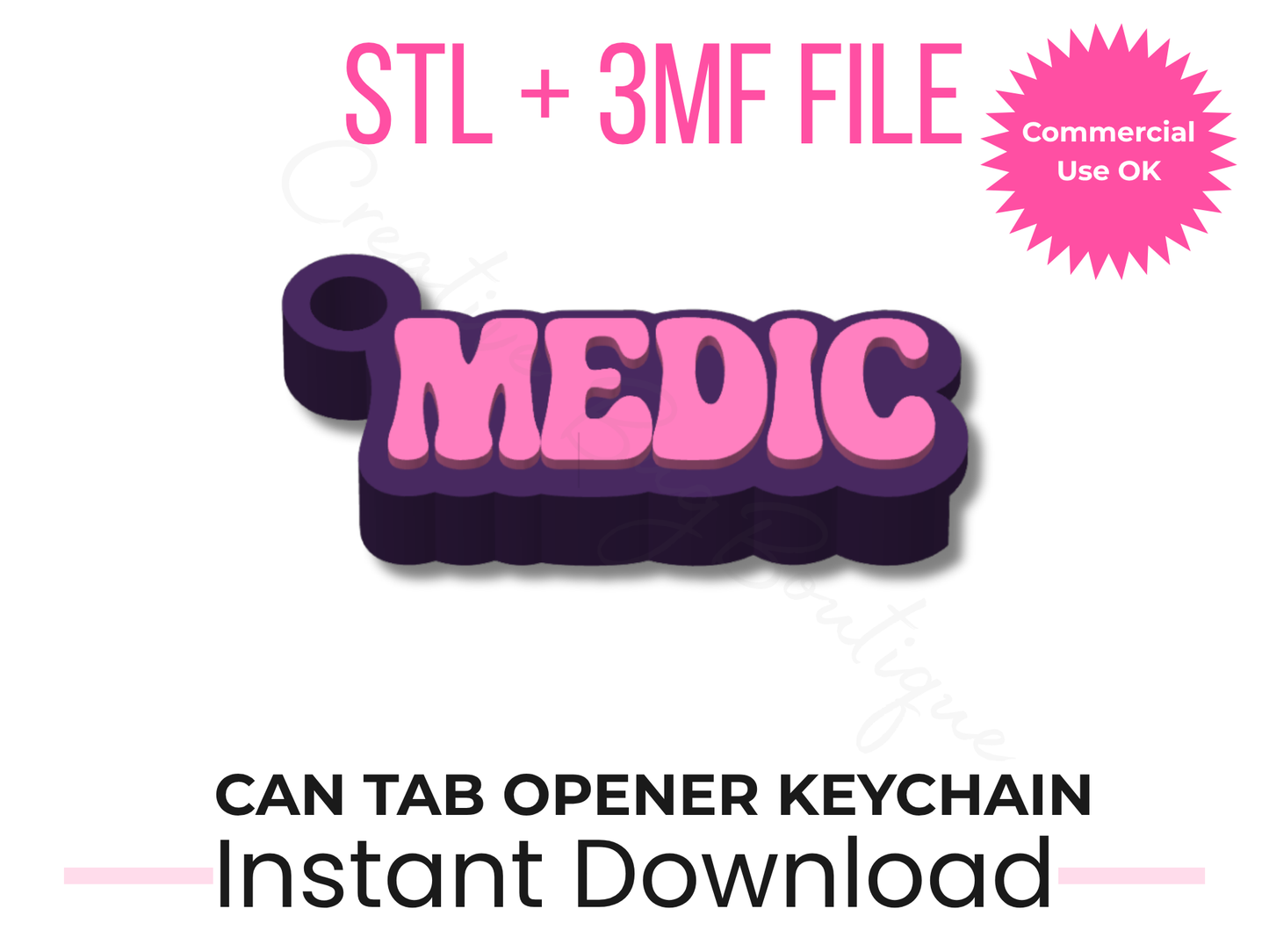 Medic Can Tab Opener STL File | EMT Nurse Keychain | STL + 3MF Instant Download