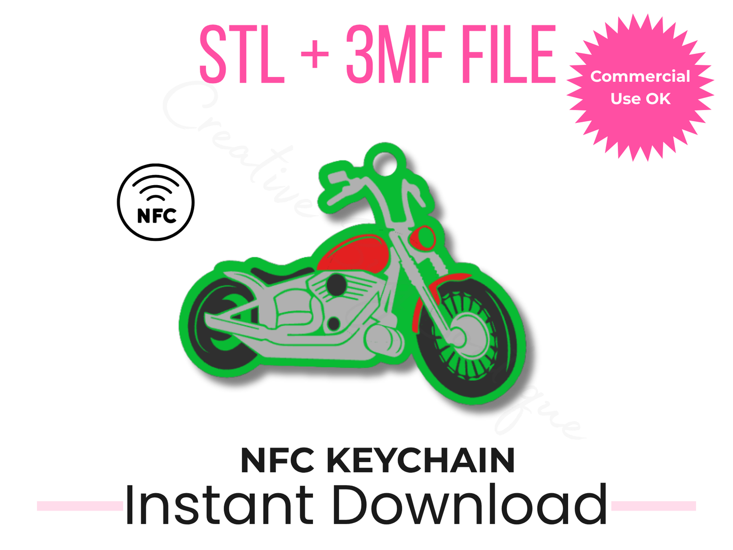 Motorcycle NFC Keychain STL + 3MF | Tap Phone Keychain | Biker Gift | Motorcycle Lover Keychain | Smart Keychain 3D Print File | Make & Sell