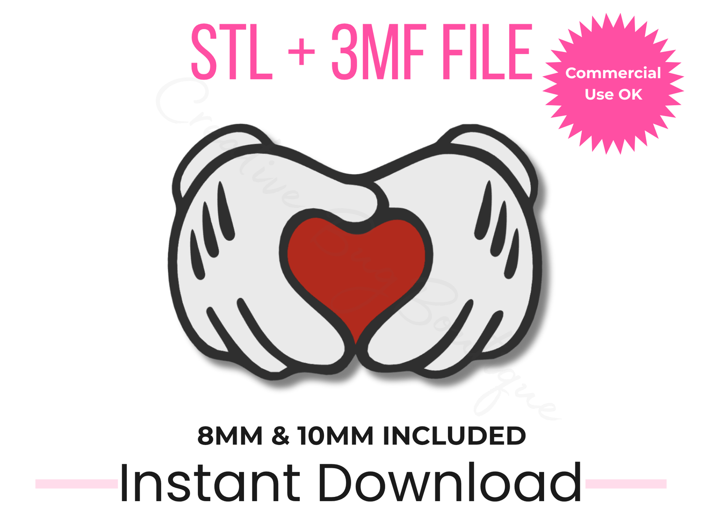 Love Hands Straw Topper 3D Print File | 8mm & 10mm Stanley Compatible (Digital Download)