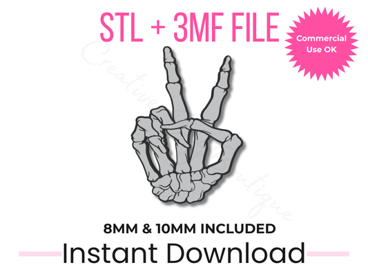 Peace Skeleton Straw Topper STL File | Halloween 3D Print Design (Digital Download)