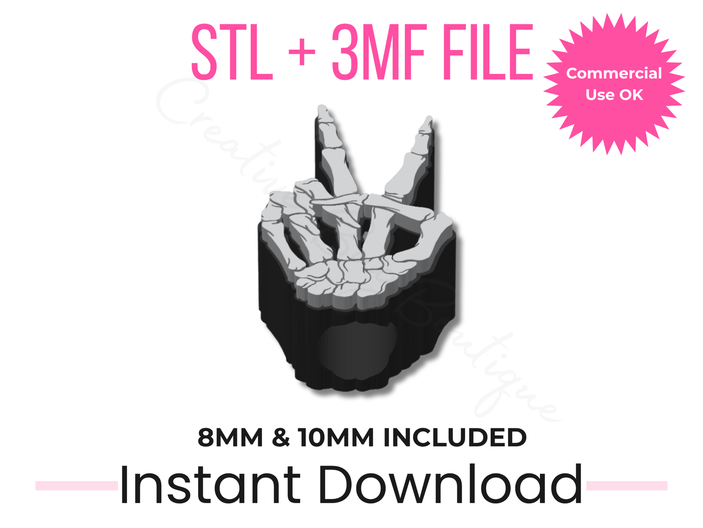 Peace Skeleton Straw Topper STL File | Halloween 3D Print Design (Digital Download)