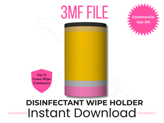 Pencil Disinfectant Wipe Holder 3MF File, Teacher Classroom Decor, 3D Print File