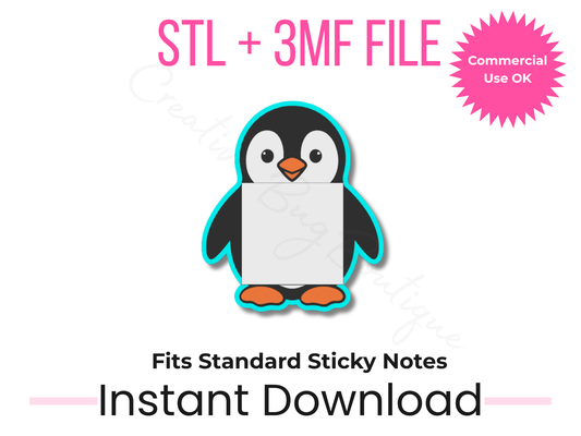Penguin Sticky Note Holder 3D Print File | Desk Organizer (Digital Download)