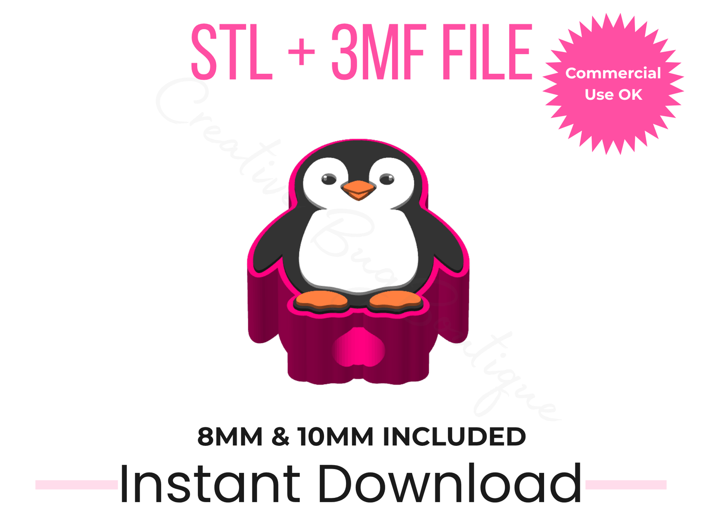 Penguin Straw Topper STL File | Winter Cup Accessory (Digital Download)