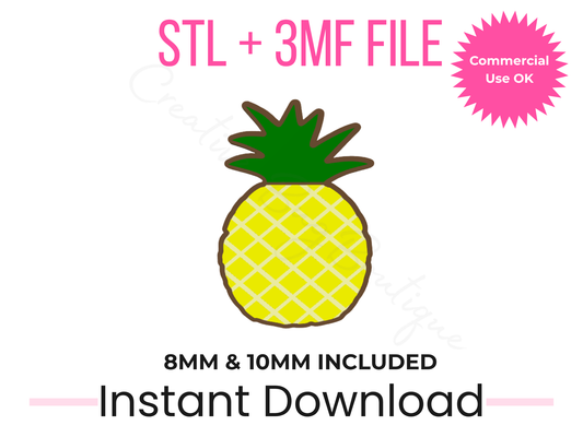 Pineapple Straw Topper File | Tropical Summer Fruit Buddy (STL, 3MF Download)