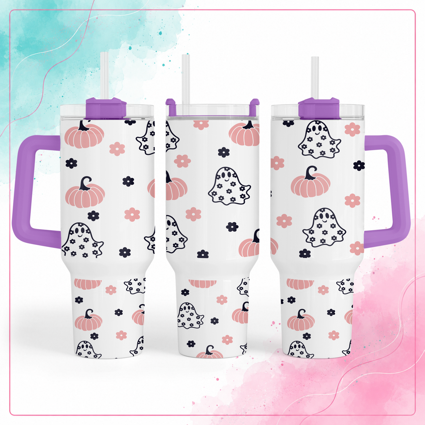 Pink Pumpkin Ghost Tumbler