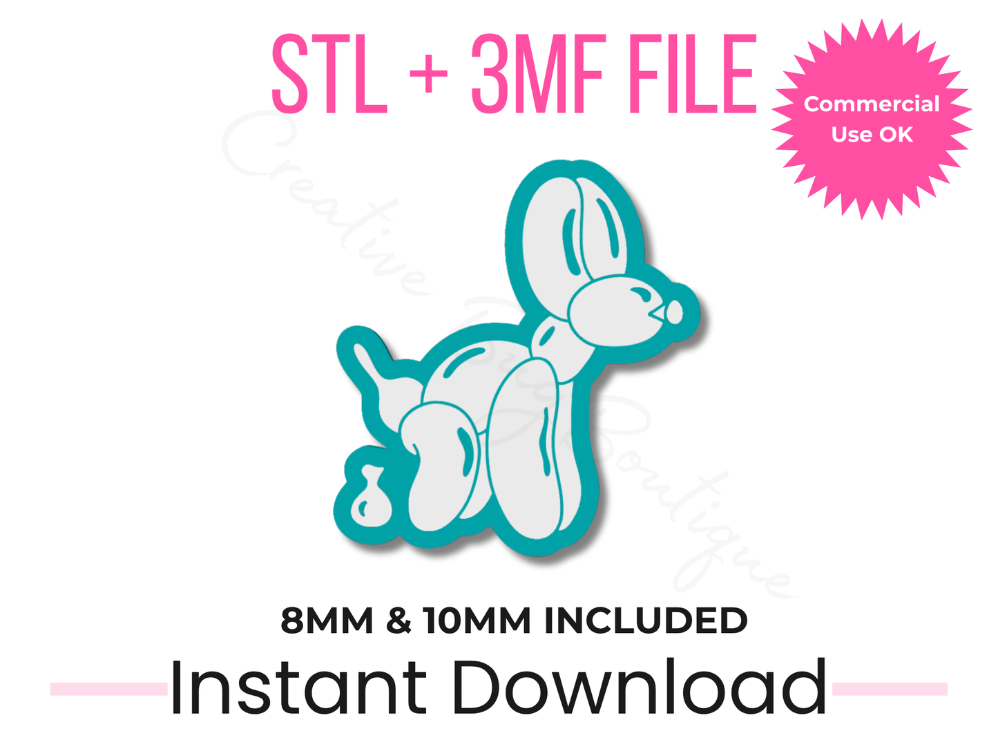 Funny Pooping Balloon Dog Straw Topper STL File | 8mm, 10mm Tumbler Design (Digital Download)