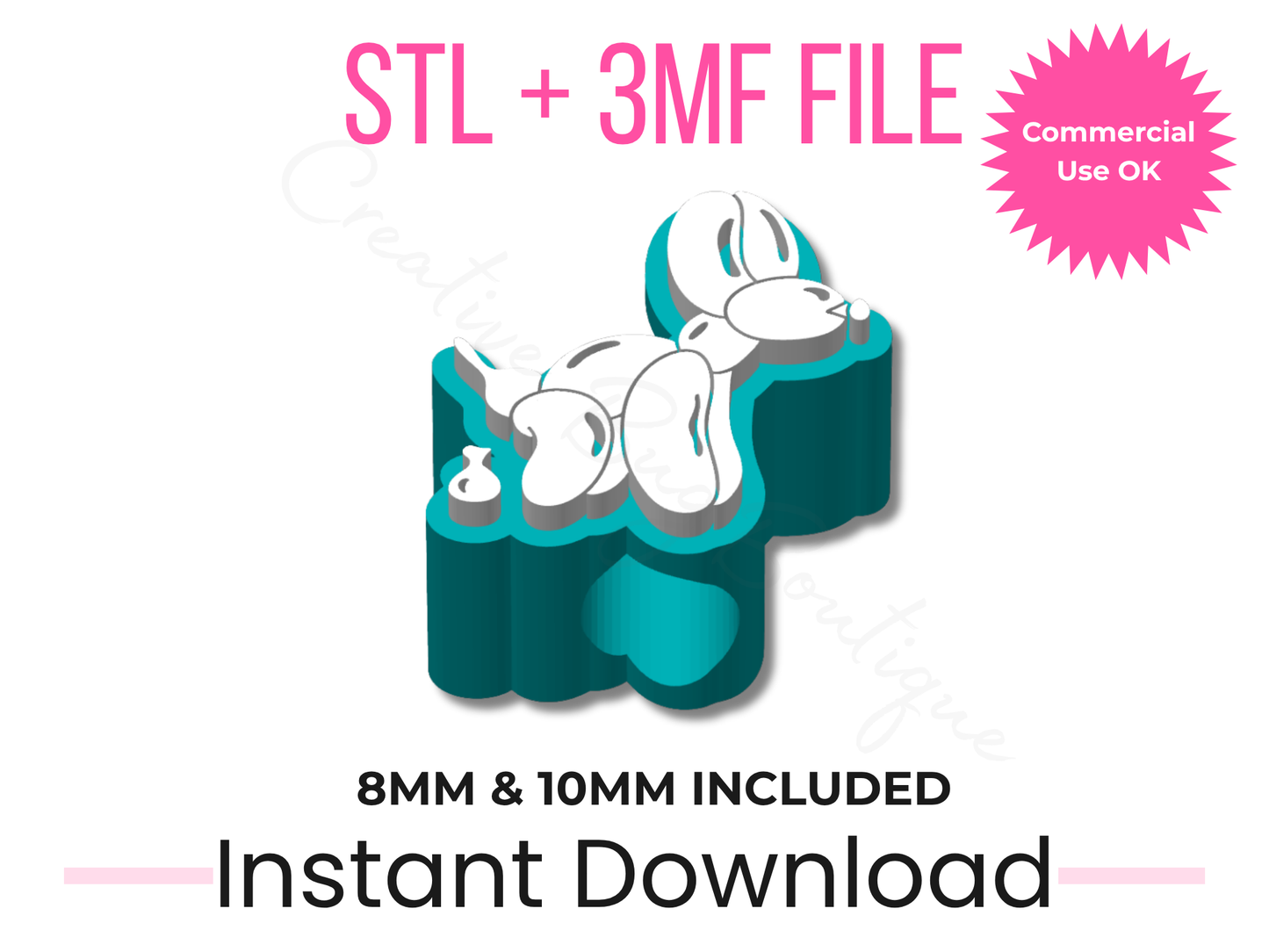 Funny Pooping Balloon Dog Straw Topper STL File | 8mm, 10mm Tumbler Design (Digital Download)