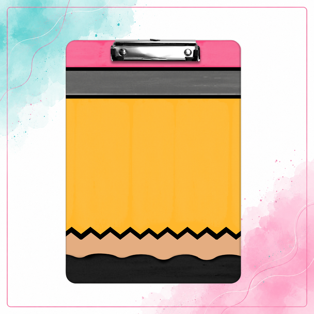 Pencil Perfect personalized teacher clipboard with oversized pencil design
