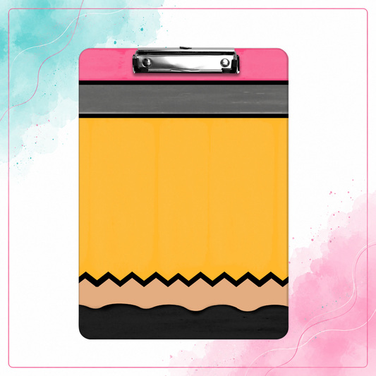 Pencil Perfect personalized teacher clipboard with oversized pencil design