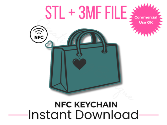 Purse NFC Keychain 3D Print File | Tap to Pay Business Tag (STL, 3MF Download)