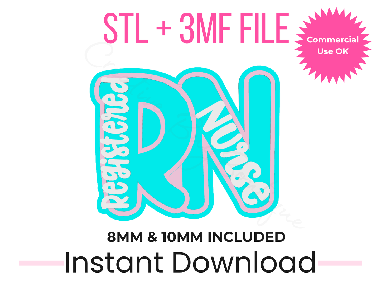 RN Straw Topper 3D Print File | Registered Nurse, Stanley Compatible (Digital Download)