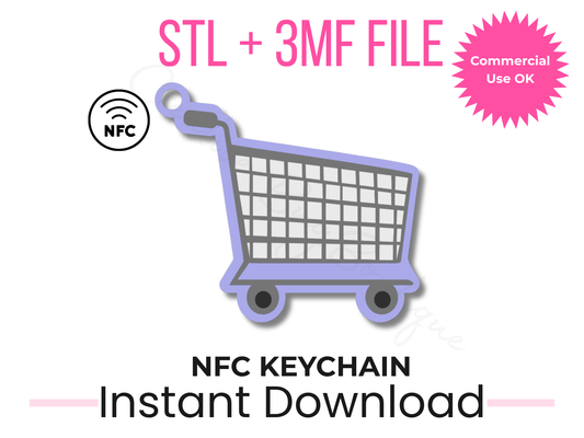 Shopping Cart NFC Keychain 3D Print File | Gig Shopper Payment Tool (STL, 3MF Download)