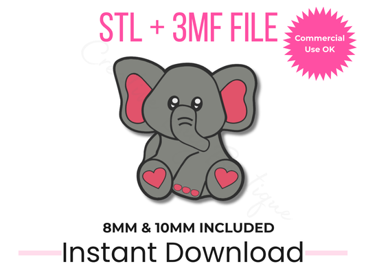 Sitting Elephant Straw Topper STL File | 3D Print Cup Charm (Digital Download)
