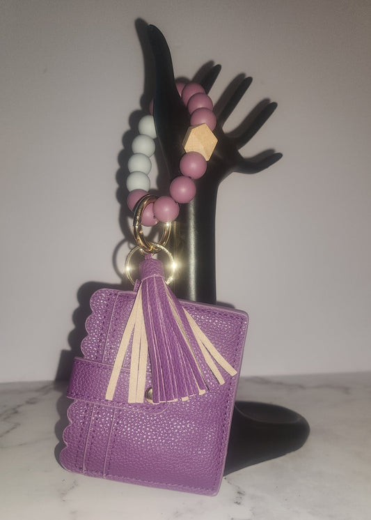Beaded Keychain Cardholder with Tassel