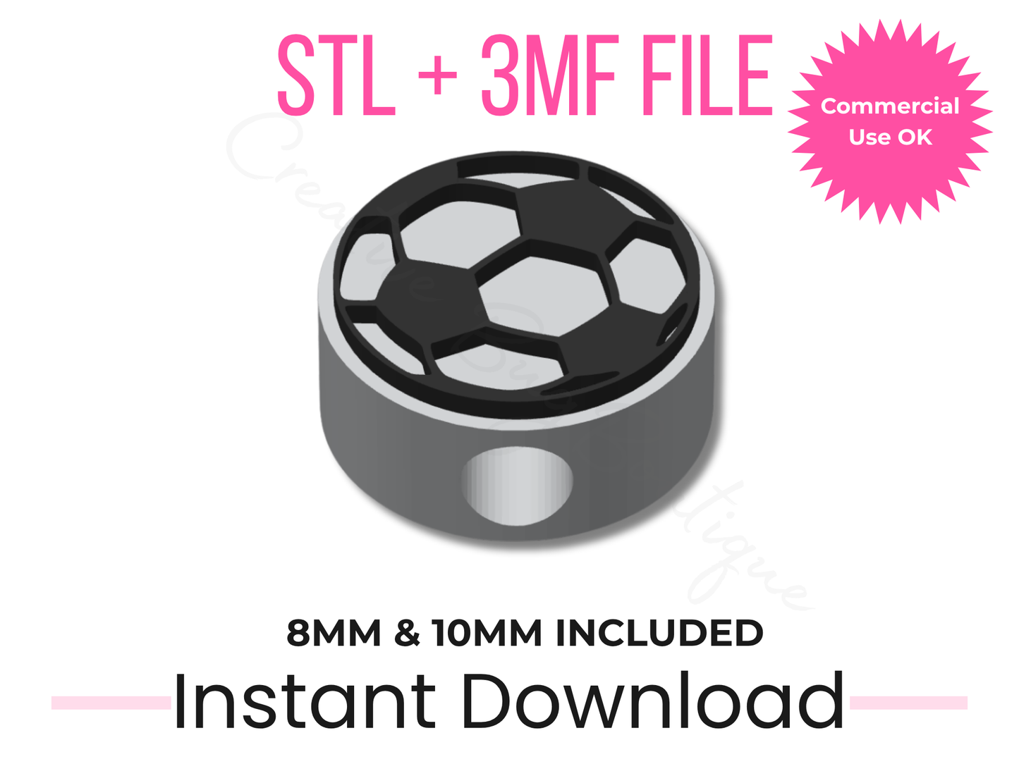 Soccer Ball Straw Topper 3D Print File | Sports Tumbler Accessory (STL, 3MF Download)