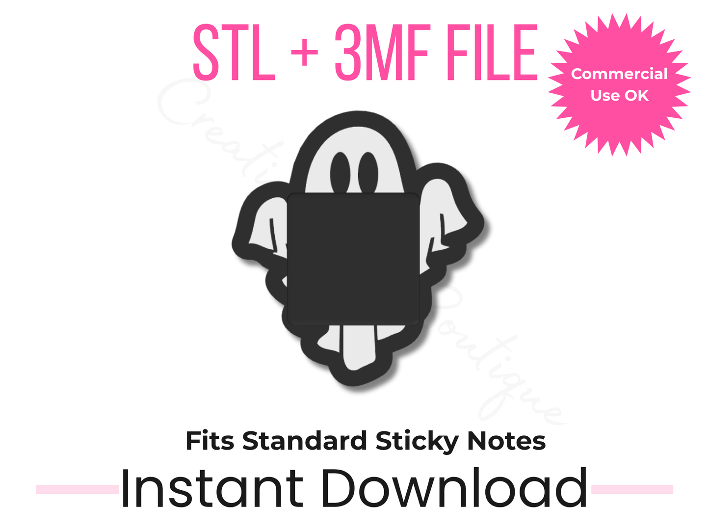 Spooky Ghost Sticky Note Holder STL File | Desk Organizer (Digital Download)