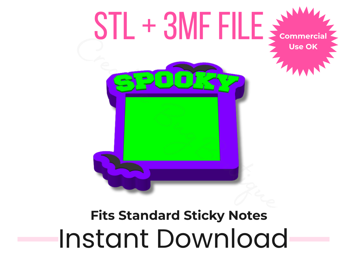 Spooky Bat Sticky Note Holder STL File | Halloween Desk Organizer (Digital Download)