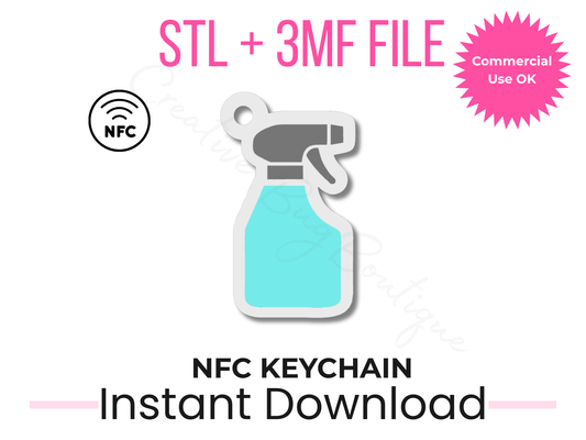 Spray Bottle NFC Keychain STL 3MF File | Tap to Pay Link (Digital Download)
