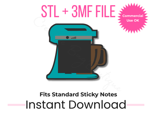Stand Mixer Sticky Note Holder 3D Print File | Kitchen Desk Accessory (Digital Download)
