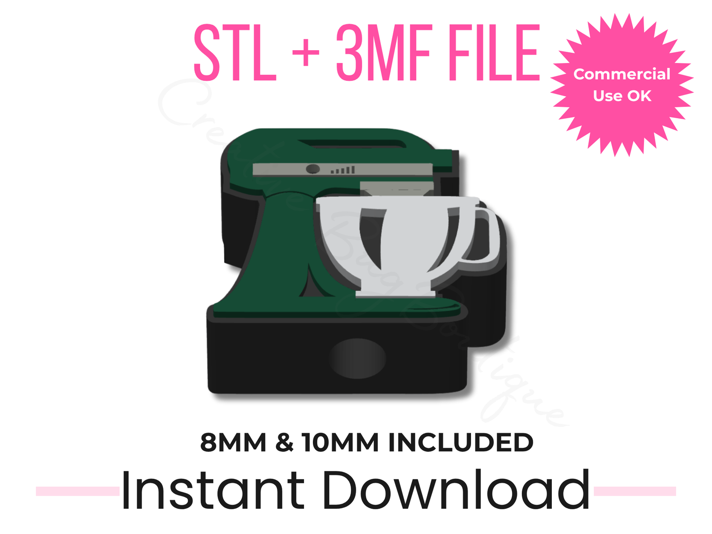 Stand Mixer Straw Topper 3D Print File | Baking STL (Digital Download)