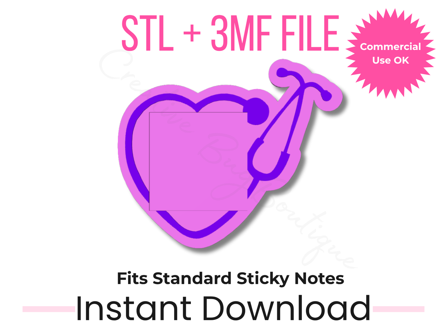 Stethoscope Sticky Note Holder 3D Print File | Medical Desk Accessory (Digital Download)