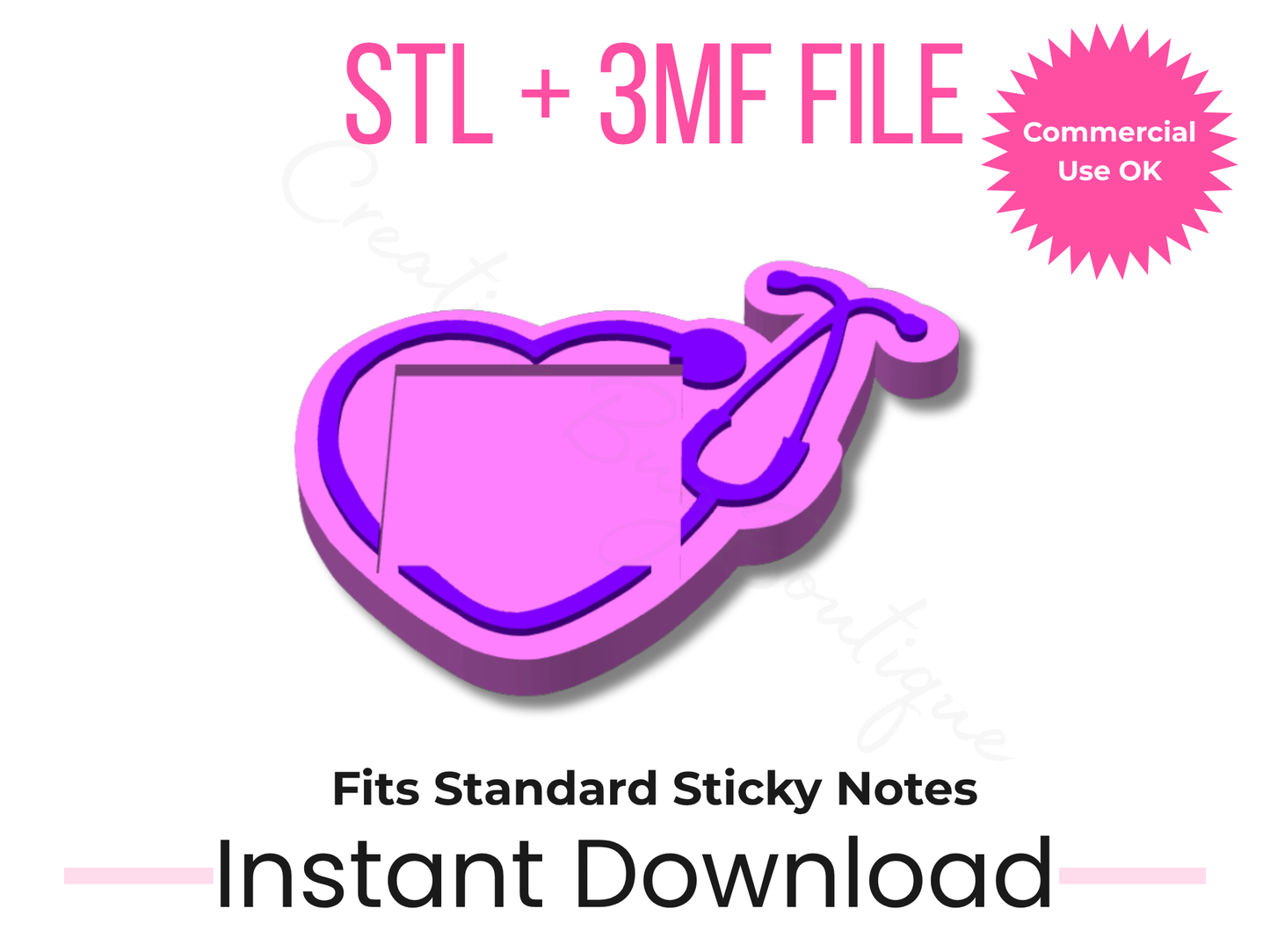 Stethoscope Sticky Note Holder 3D Print File | Medical Desk Accessory (Digital Download)