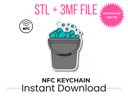 Suds Bucket NFC Keychain STL 3MF File | Tap to Pay Car Detailer (Digital Download)