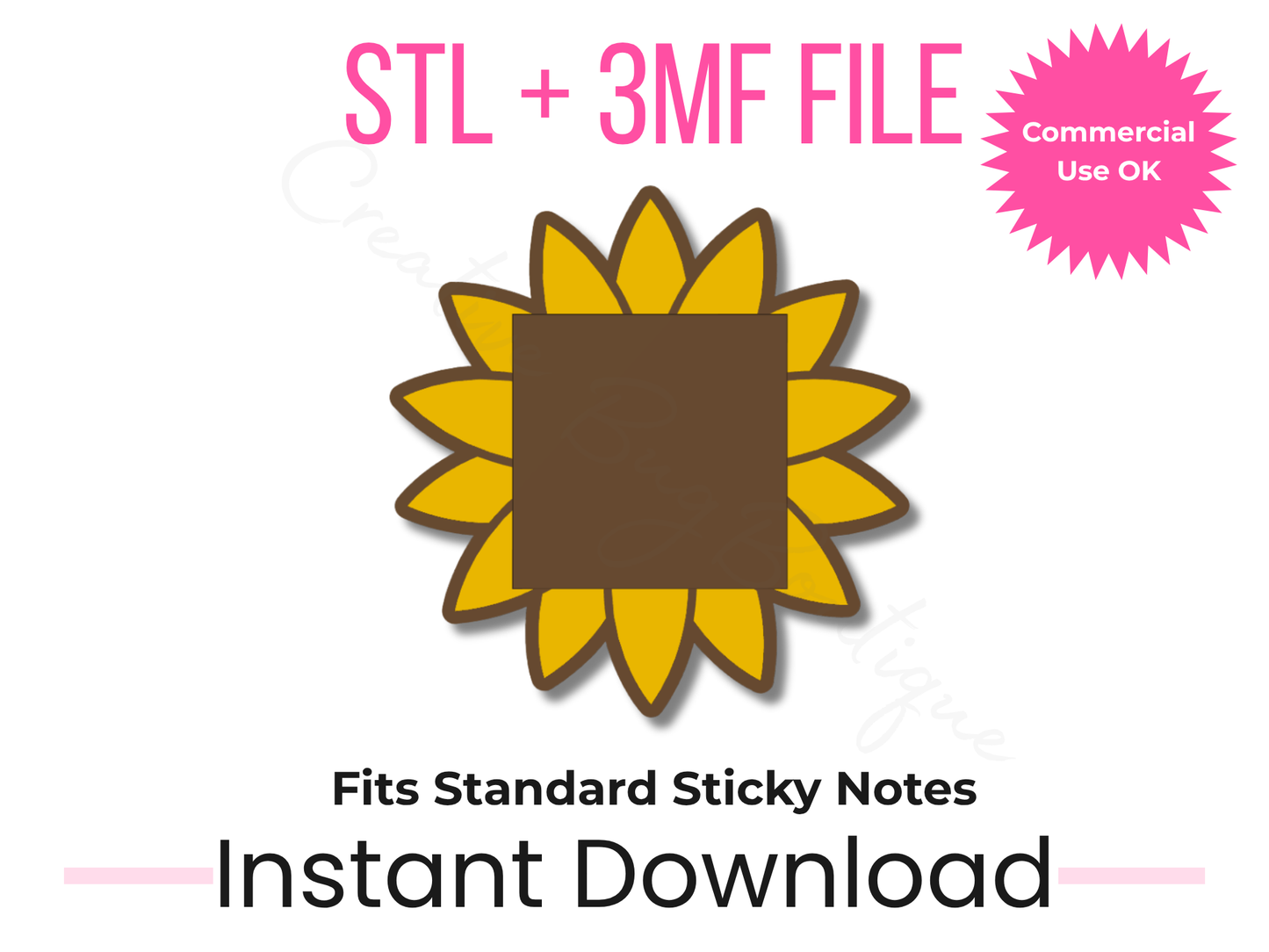 Sunflower Sticky Note Holder 3D Print File | Floral Desk Accessory (Digital Download)