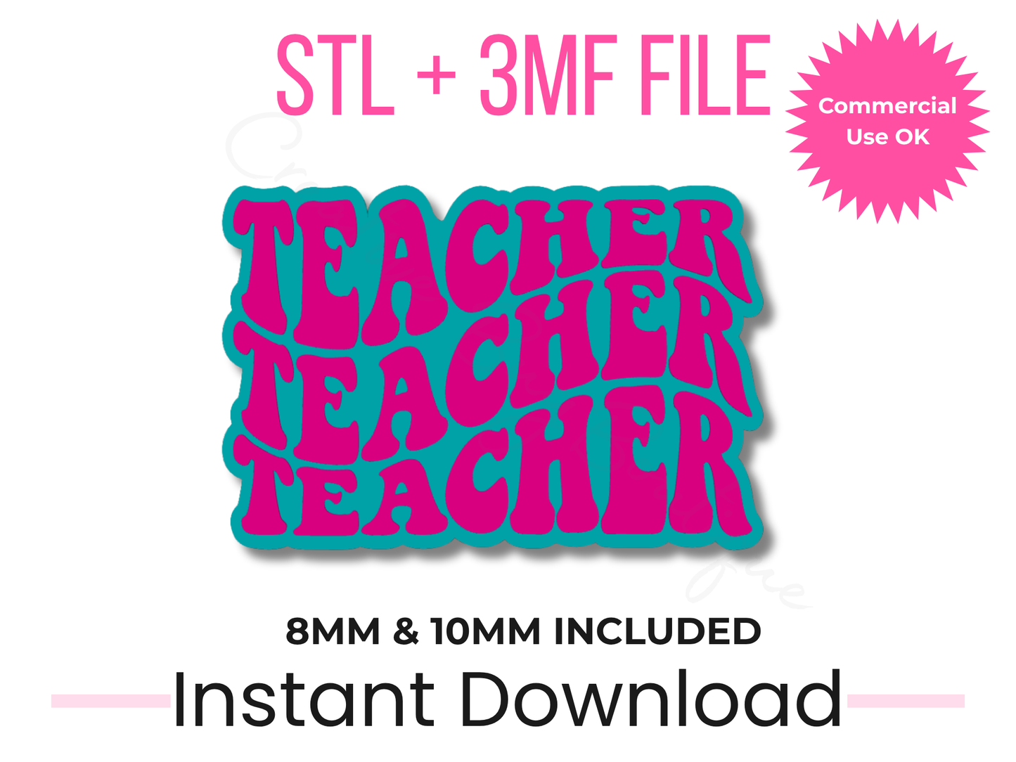 Teacher Straw Topper 3D Print File | 8mm, 10mm Stanley Compatible (Digital Download)