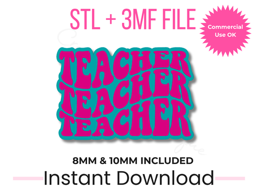 Teacher Straw Topper STL + 3MF File | 8mm & 10mm | Stanley Straw Topper | 3D Print File | Teacher Gift | Commercial Use