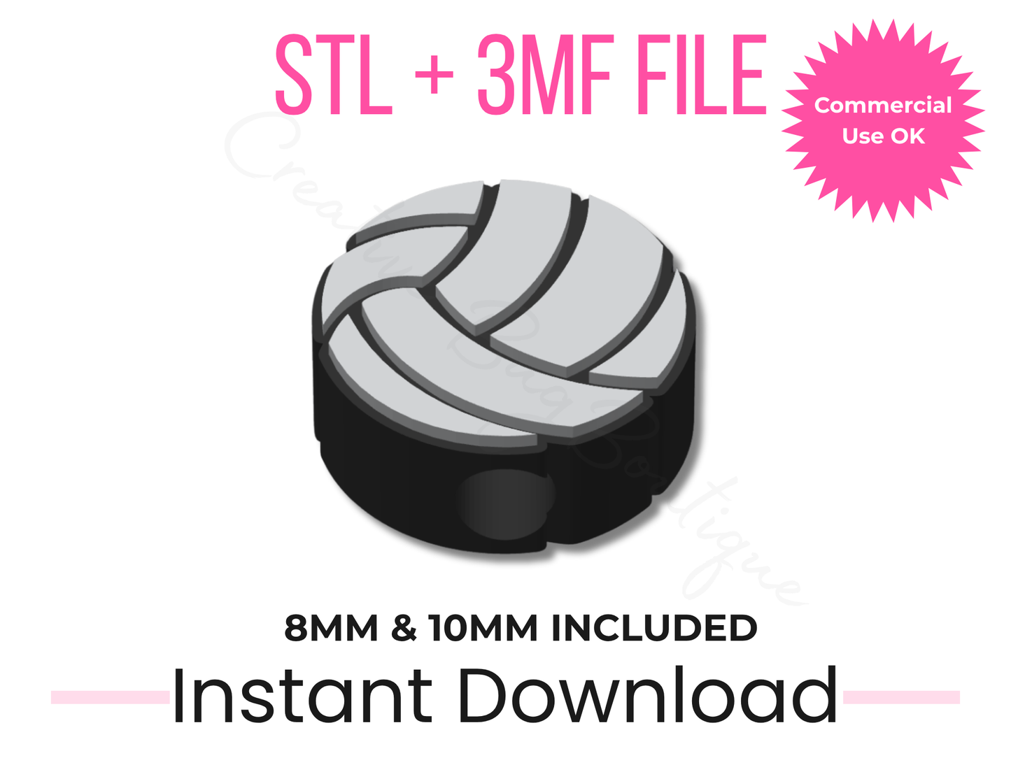 Volleyball Straw Topper STL File | 3D Print Sports Design (Digital Download)