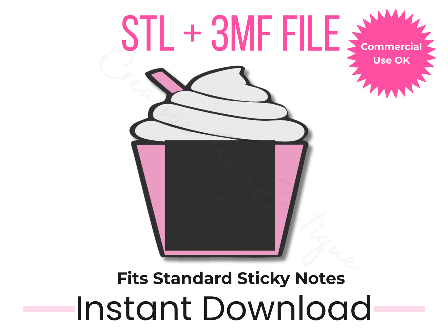Whipped Drink Sticky Note Holder 3D Print File | Fits 3x3 Notes (Digital Download)