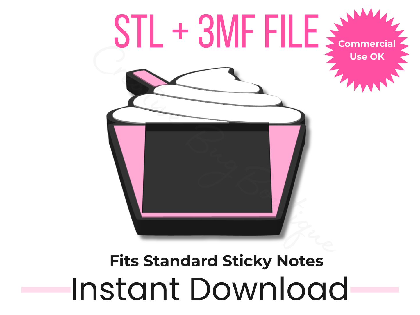 Whipped Drink Sticky Note Holder 3D Print File | Fits 3x3 Notes (Digital Download)