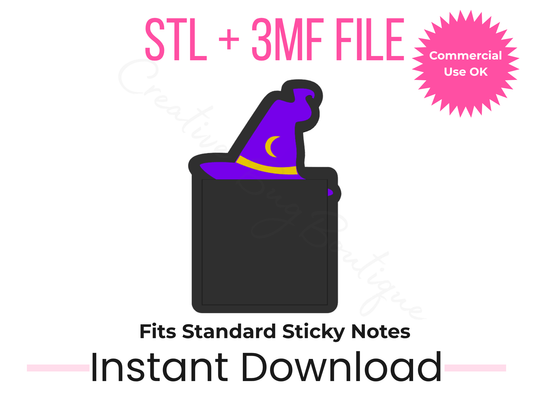 Witch Hat Sticky Note Holder STL File | Halloween Desk Organizer (Digital Download)