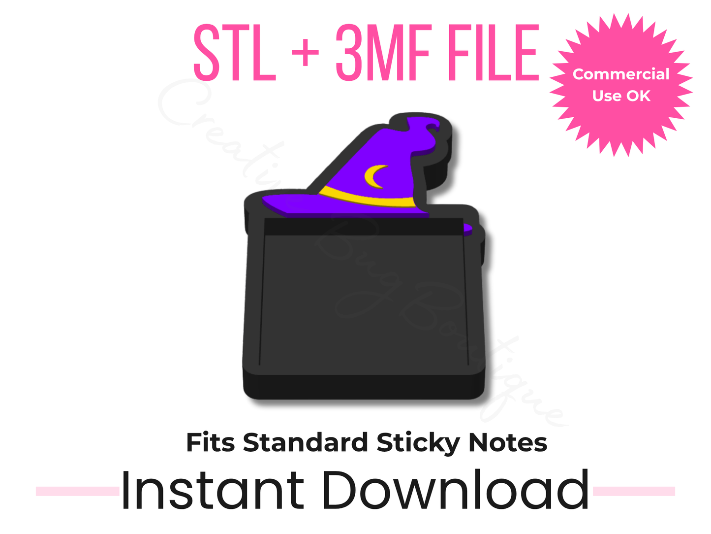 Witch Hat Sticky Note Holder STL File | Halloween Desk Organizer (Digital Download)