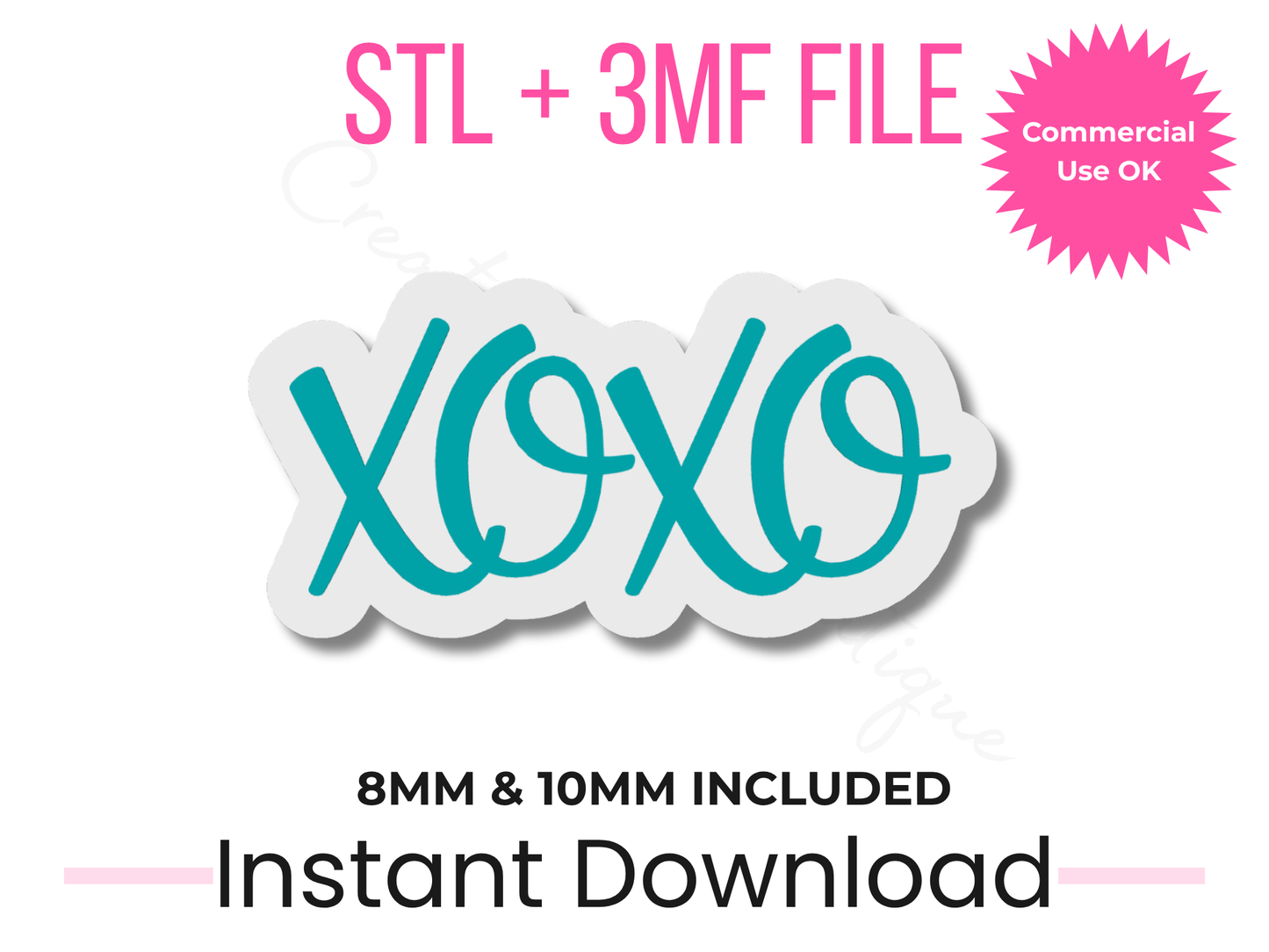 XOXO Straw Topper 3D Print File | 8mm & 10mm Stanley Compatible (Digital Download)