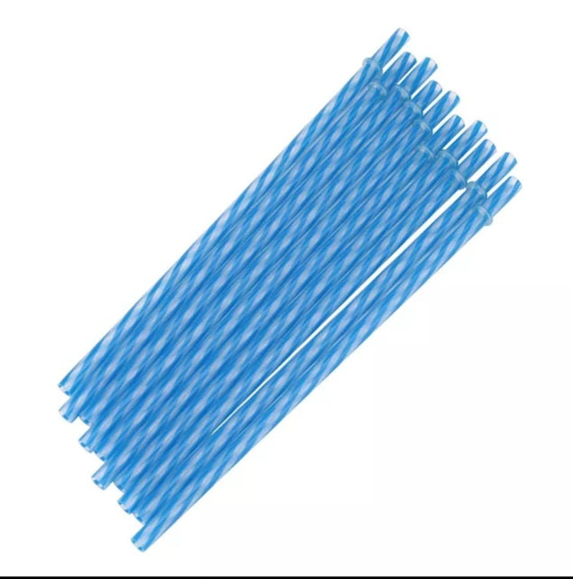 Blue Striped Acrylic Straw